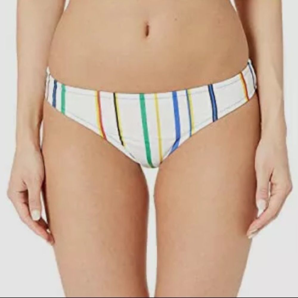 Derek Lam Rainbow Lines Stripes Bikini Bottom White S